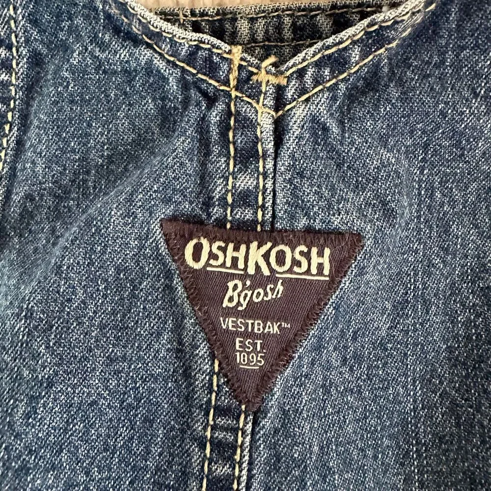 OshKosh B'gosh Vestbak Overall Shortalls Selvedge Stripe Baby Toddler Size 24M